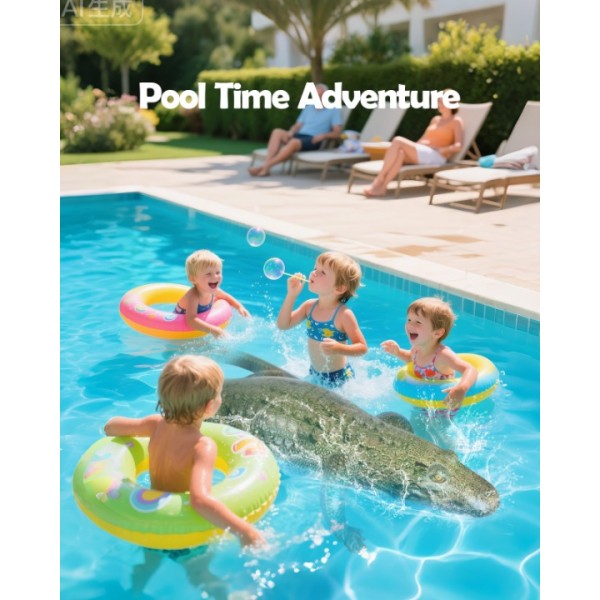 koktot Giant Inflatable Crocodile Pool Float, Animal Themed Pool Toy for Birthday, Summer Party, Halloween Decorations, Blow Up Photo Prop, Party Favors, Fun Gift for Kids