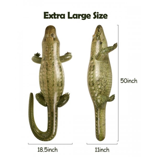 koktot Giant Inflatable Crocodile Pool Float, Animal Themed Pool Toy for Birthday, Summer Party, Halloween Decorations, Blow Up Photo Prop, Party Favors, Fun Gift for Kids